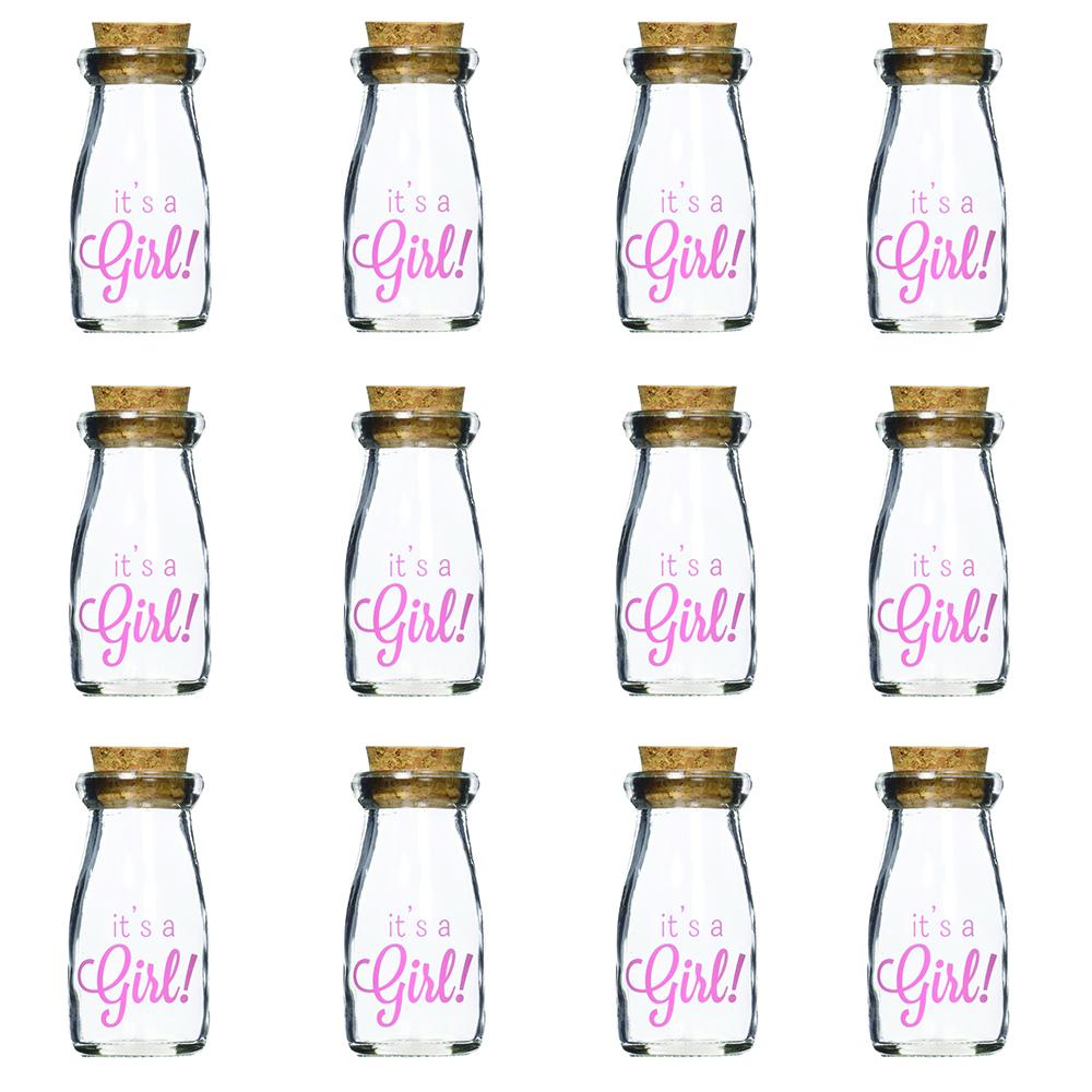 It's a Girl Vintage Milk Bottle Favor Jar (Set of 12)