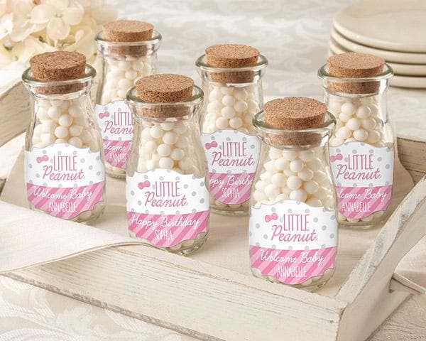 Personalized Little Peanut Vintage Milk Bottle Favor Jar (Set of 12)
