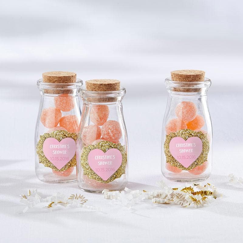 Personalized Sweet Heart Vintage Milk Bottle Favor Jar (Set of 12)