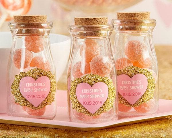 Personalized Sweet Heart Vintage Milk Bottle Favor Jar (Set of 12)