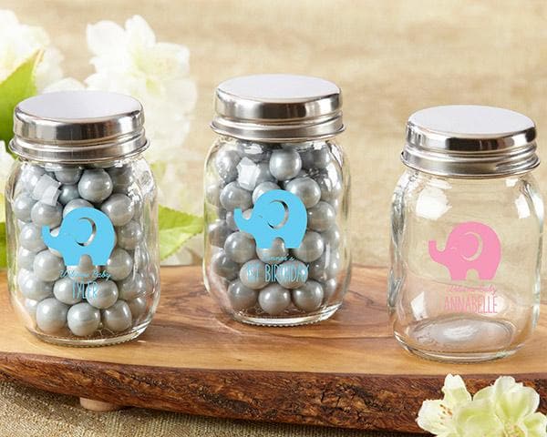 Personalized Little Peanut Elephant Printed Mini Mason Jar (Set of 12)