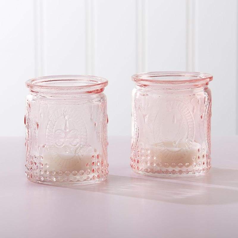 Vintage Pink Glass Tea Light Holder (Set of 4)
