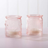 Thumbnail for Vintage Pink Glass Tea Light Holder (Set of 4)