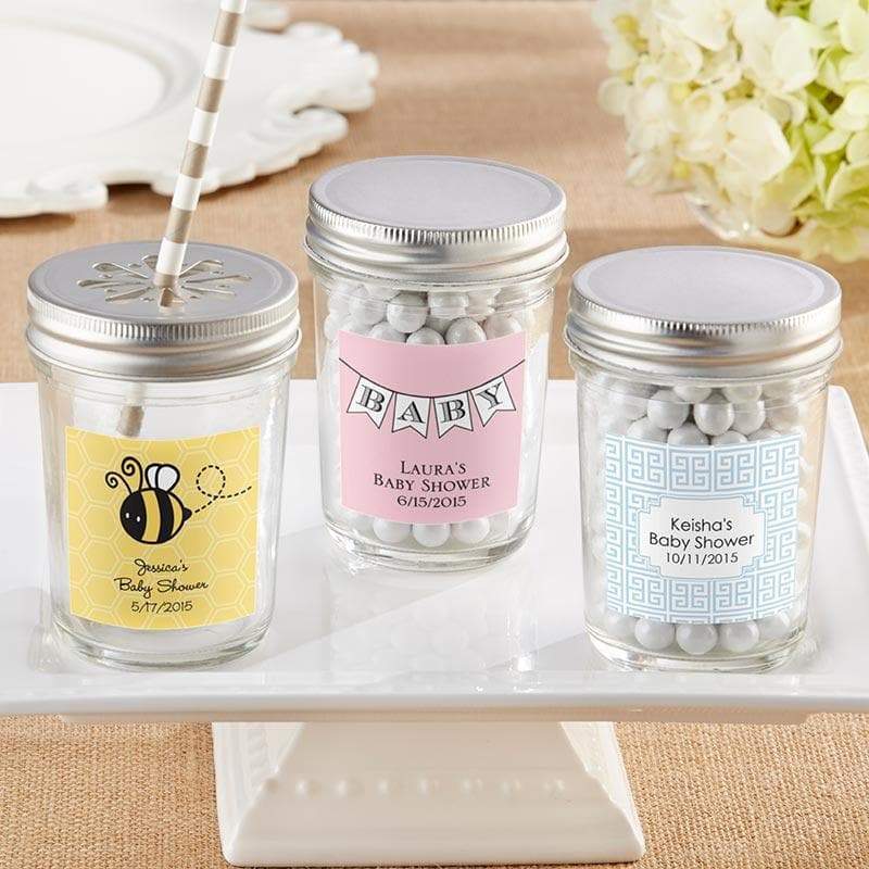 Personalized Baby Shower Glass Mason Jar (Set of 12