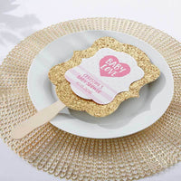 Thumbnail for Personalized Baby Love Gold Glitter Hand Fan (Set of 12)
