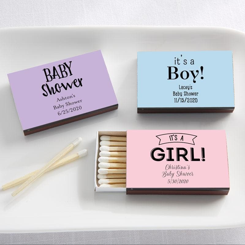 Personalized Baby Shower Black Matchboxes (Set of 50)