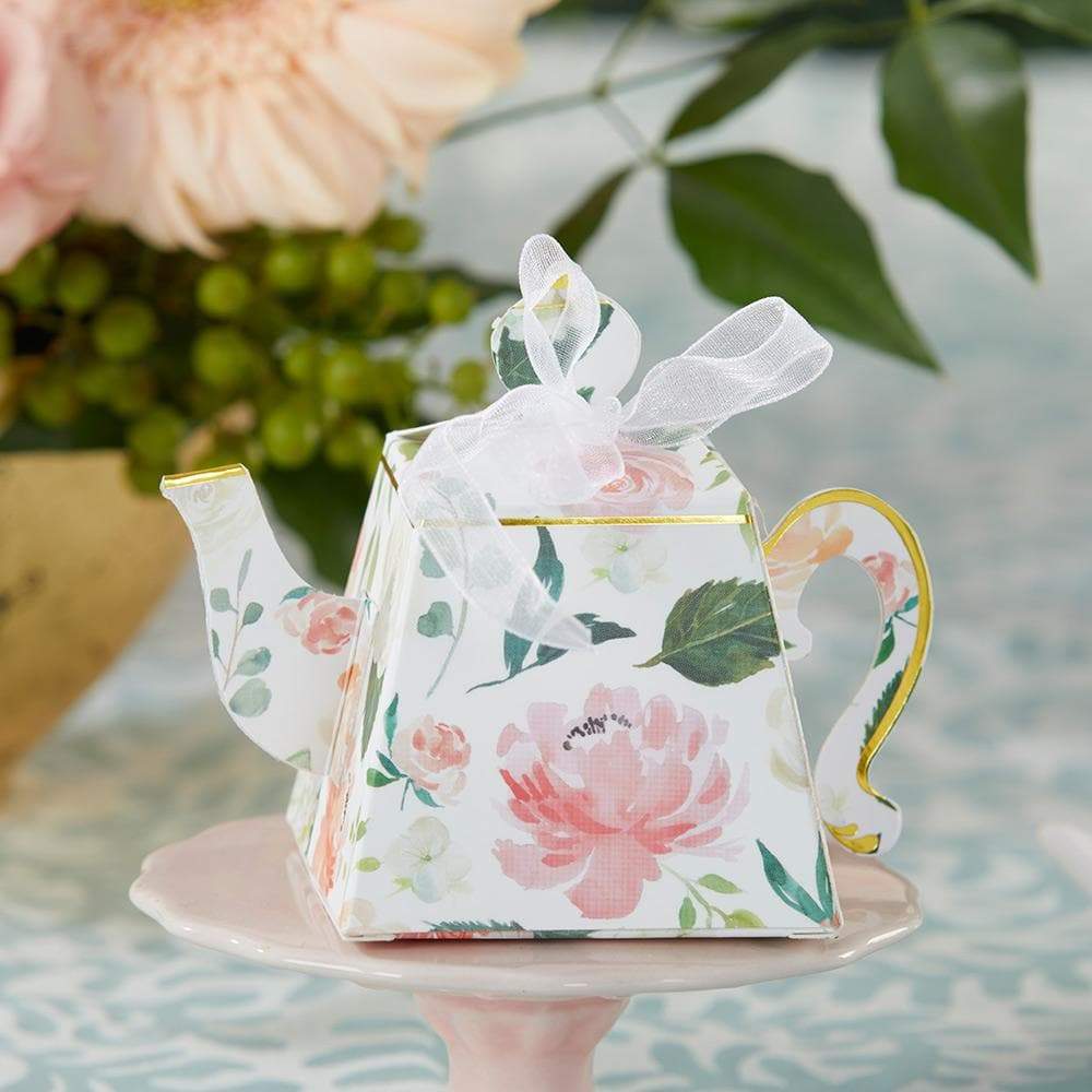 Floral Teapot Favor Box (Set of 24)