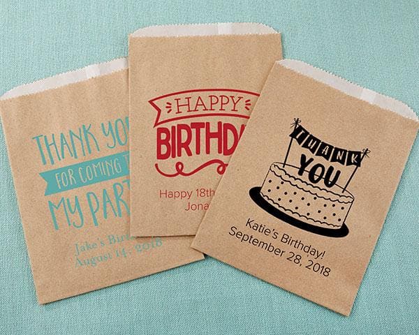 Personalized Adult Birthday Kraft Goodie Bag (Set of 12)