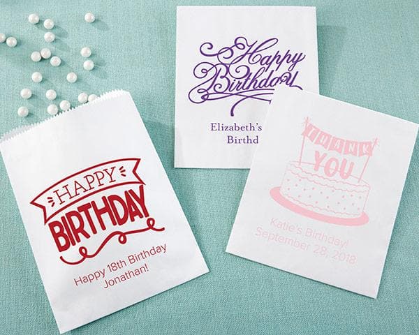 Personalized Adult Birthday White Goodie Bag (Set of 12)