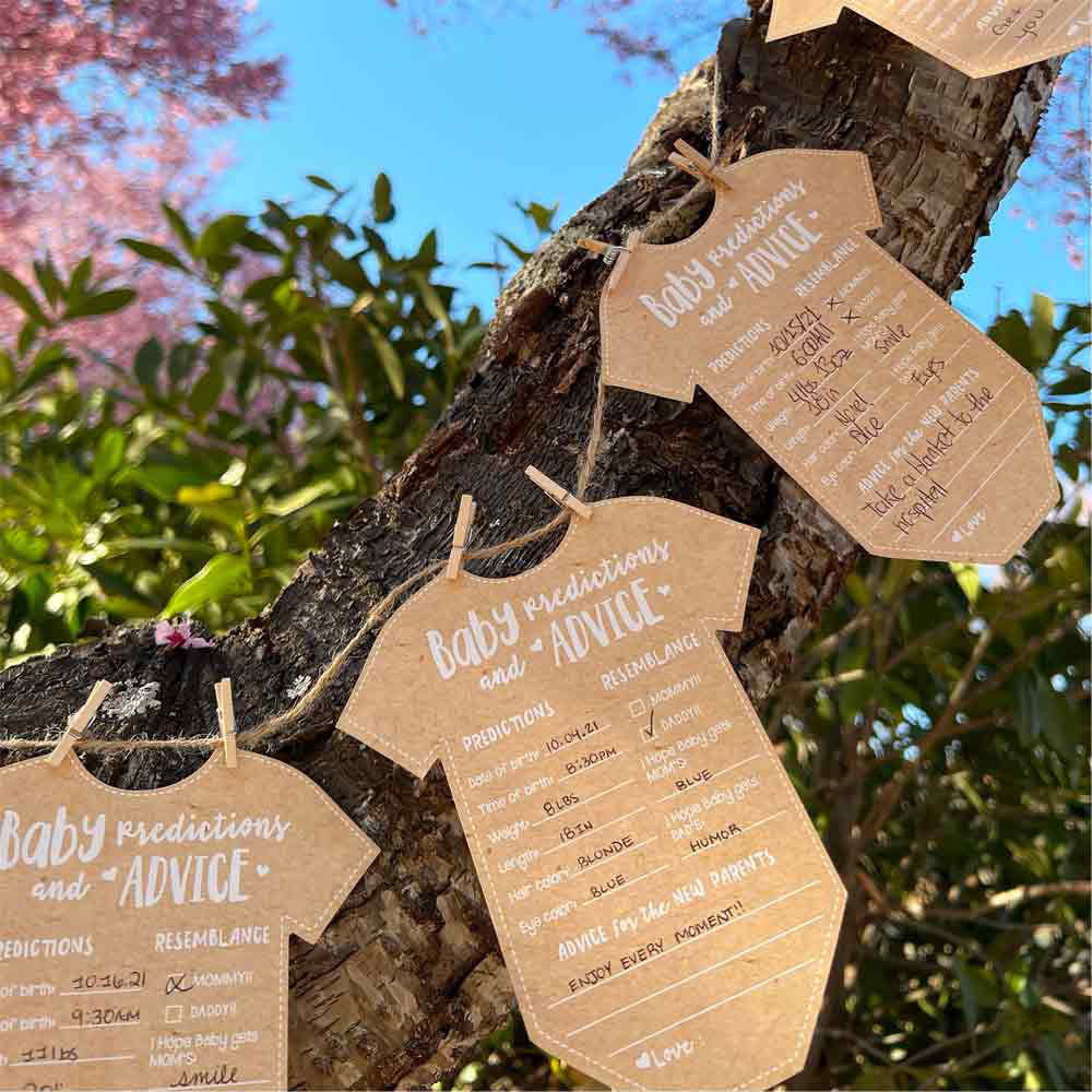 Baby Shower Prediction Advice Card - Onesie Shape (Set of 50)