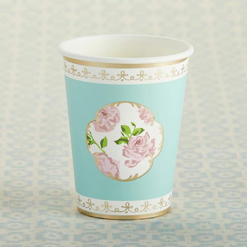 Tea Time Whimsy 8 oz. Paper Cups - Blue (Set of 8)