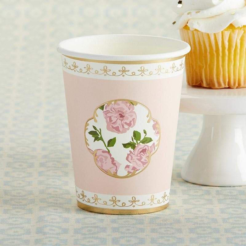 Tea Time Whimsy 8 oz. Paper Cups - Pink (Set of 8)