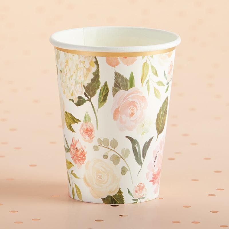 Floral 8 oz. Paper Cups (Set of 8)