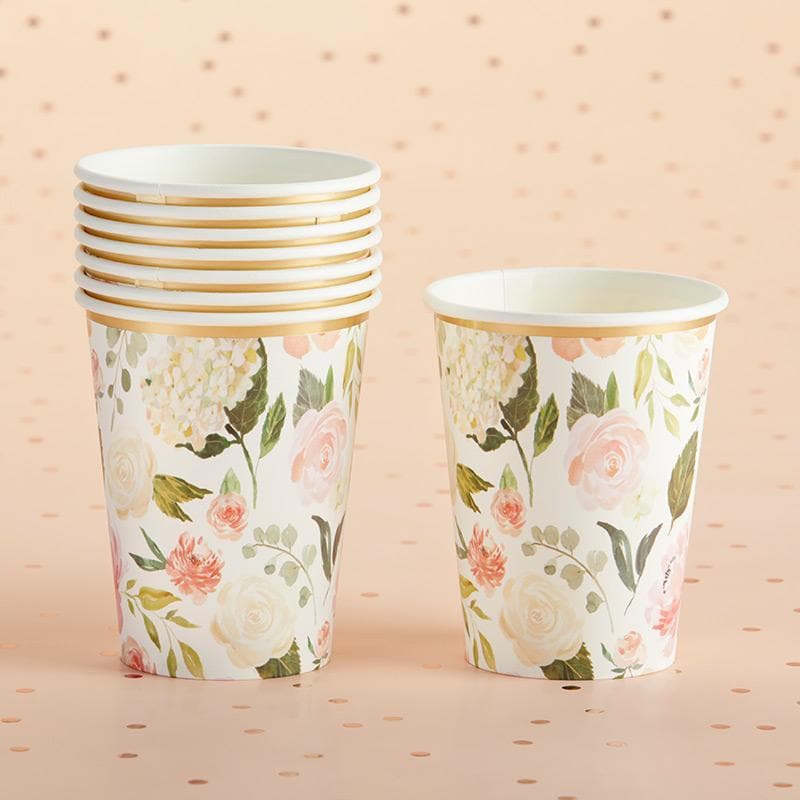 Floral 8 oz. Paper Cups (Set of 8)