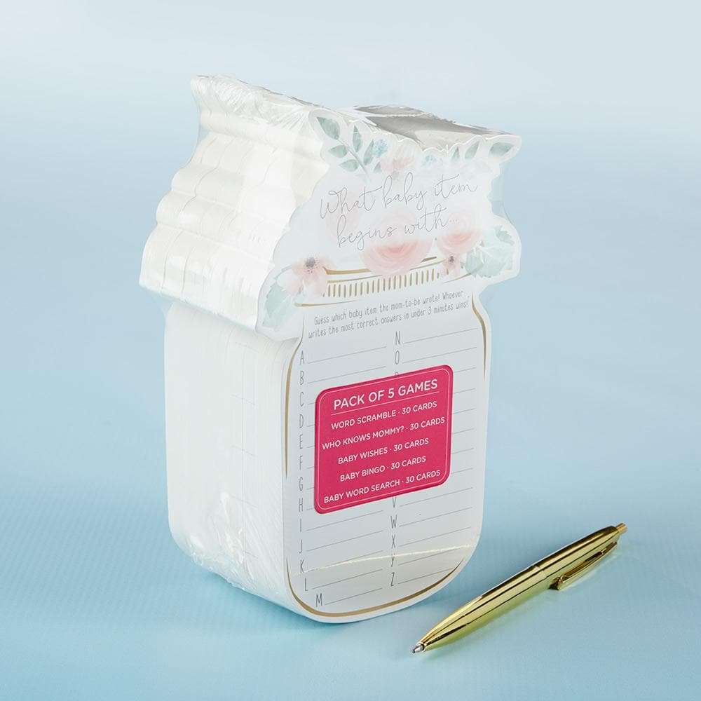 Floral Mason Jar Baby Shower 5-Pack Game Card Set (30 sheets each)