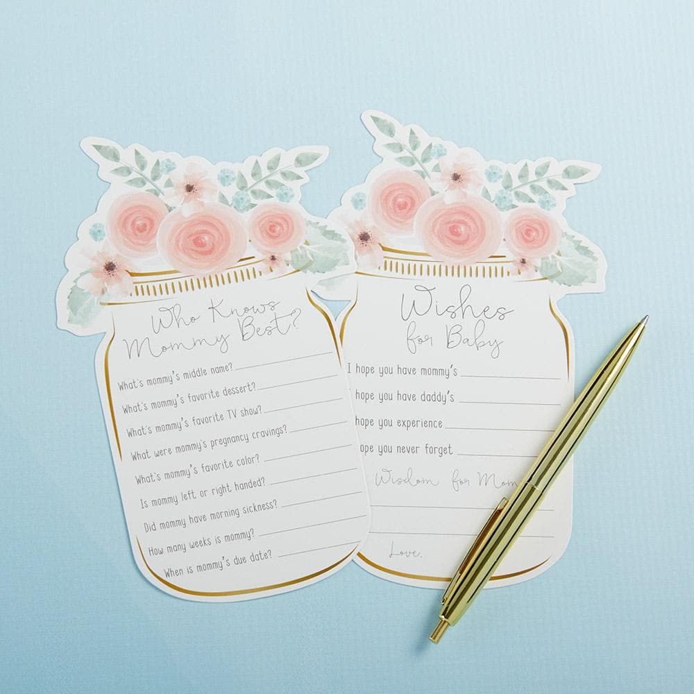 Floral Mason Jar Baby Shower 5-Pack Game Card Set (30 sheets each)