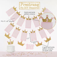 Thumbnail for 1st Birthday Milestone Photo Banner & Cake Topper - Princess Party