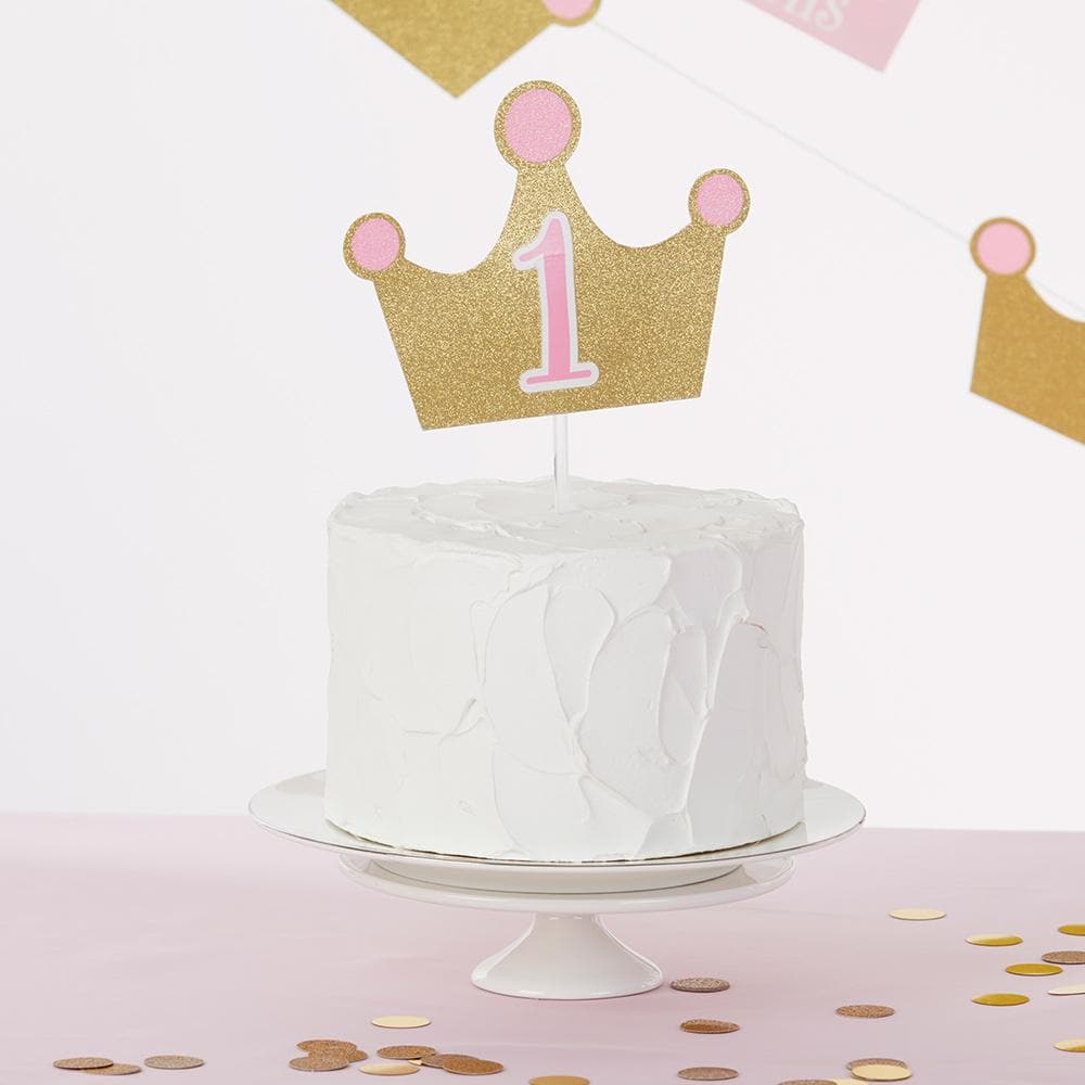 1st Birthday Milestone Photo Banner & Cake Topper - Princess Party