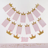 Thumbnail for 1st Birthday Milestone Photo Banner & Cake Topper - Princess Party