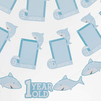 Thumbnail for 1st Birthday Milestone Photo Banner & Cake Topper - Shark Party