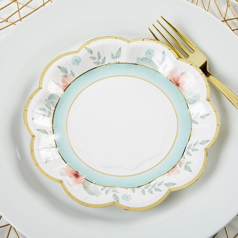 Geometric Floral 7 in. Paper Plates (Set of 16)