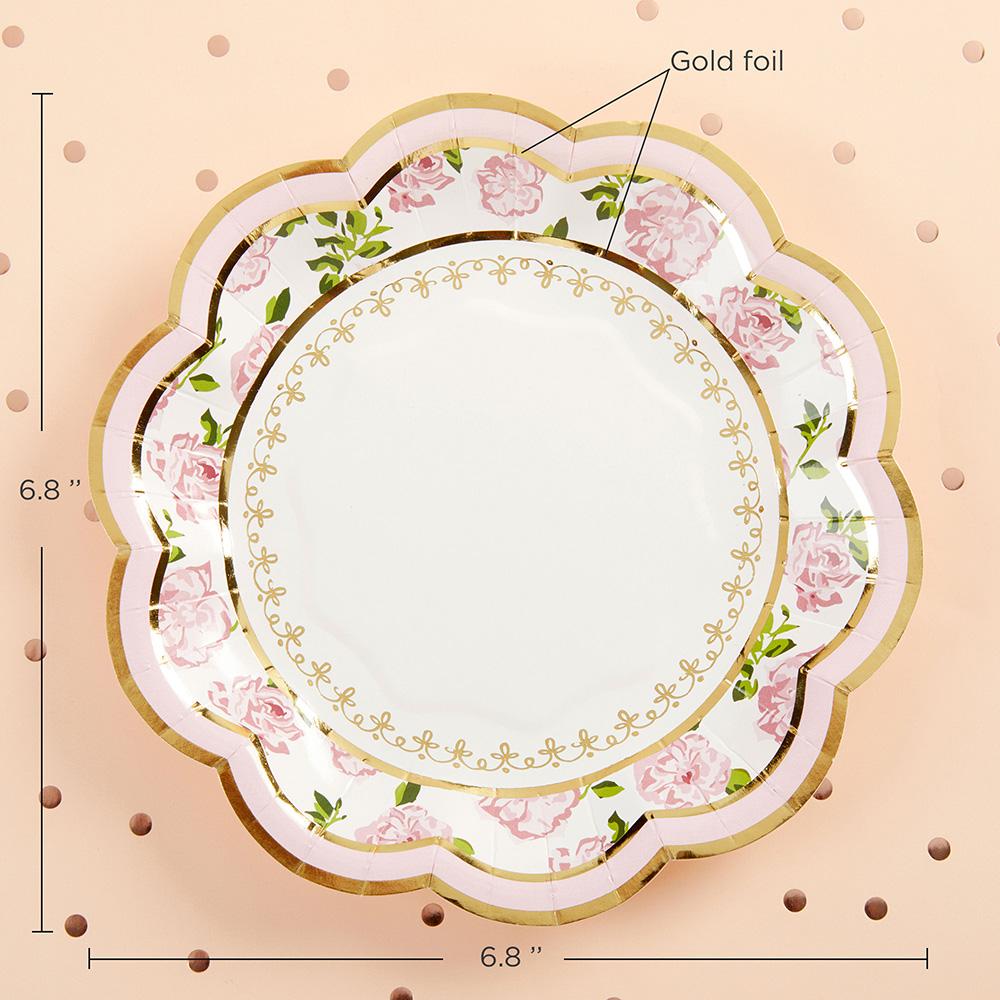 Tea Time Whimsy 7 in. Paper Plates - Pink (Set of 16)