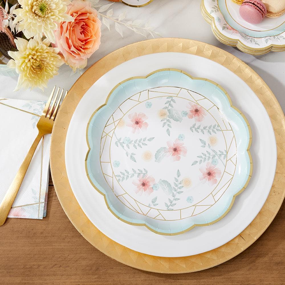 Geometric Floral 9 in. Paper Plates (Set of 8)