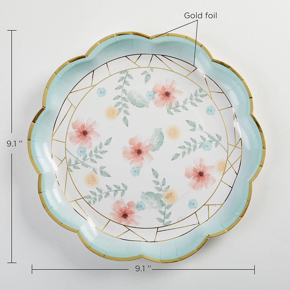 Geometric Floral 9 in. Paper Plates (Set of 8)