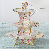 Thumbnail for Floral 3-Tier Collapsile cardstock Cupcake Stand