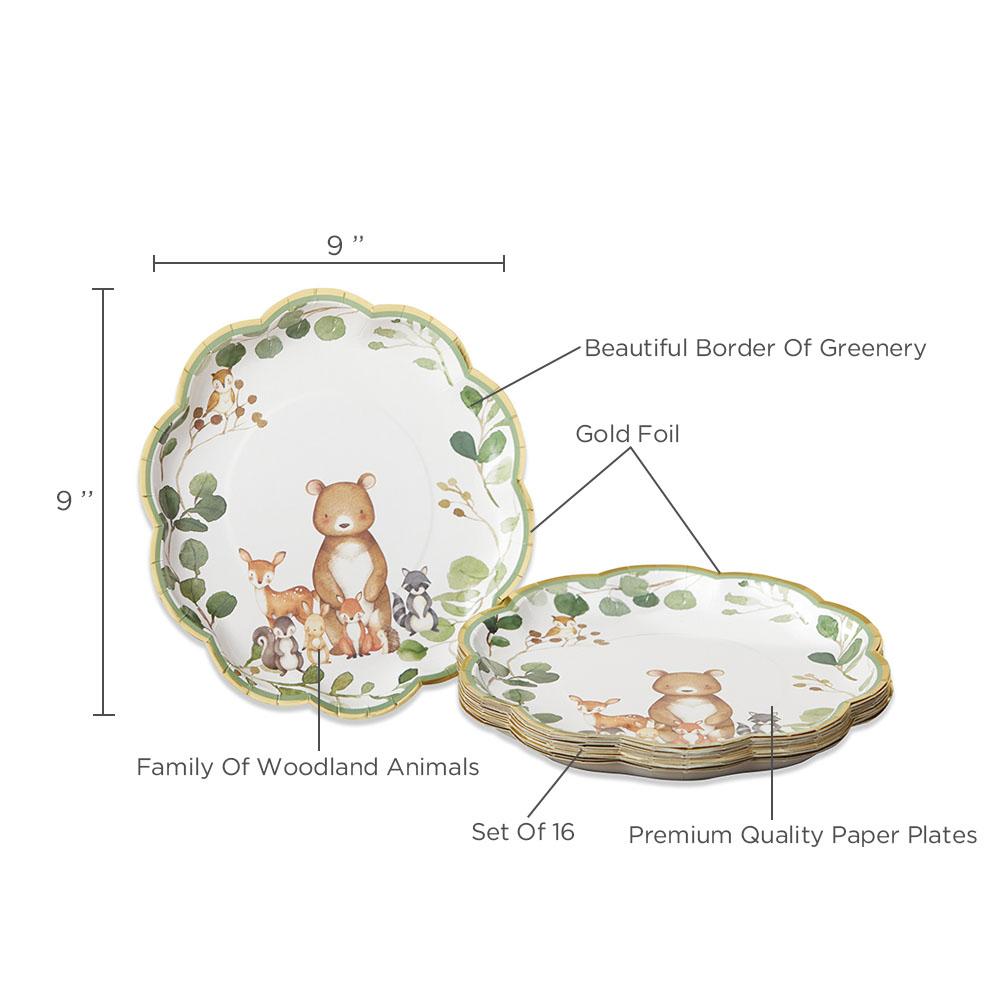 Woodland Baby 9 in. Premium Paper Plates (Set of 16)