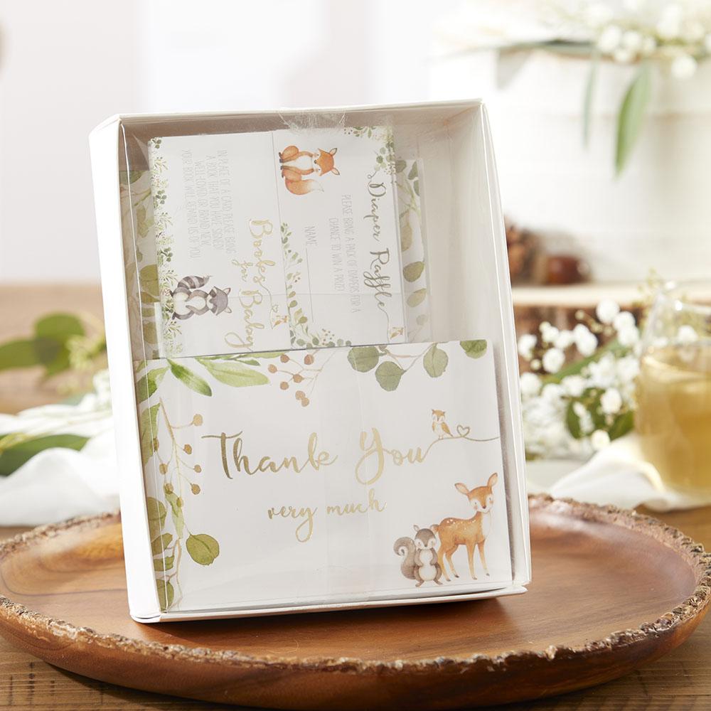 Woodland Baby Shower Invitation & Thank You Card Bundle (Set of 25)