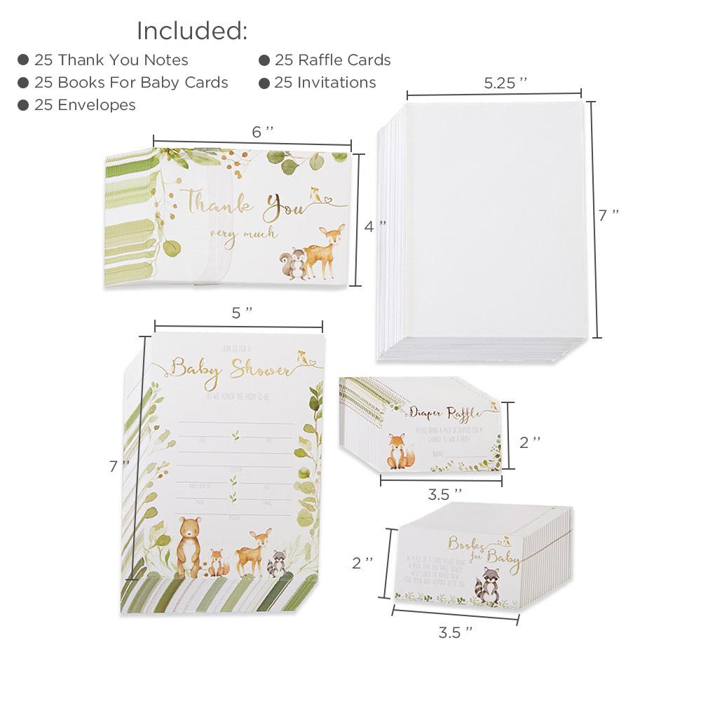 Woodland Baby Shower Invitation & Thank You Card Bundle (Set of 25)
