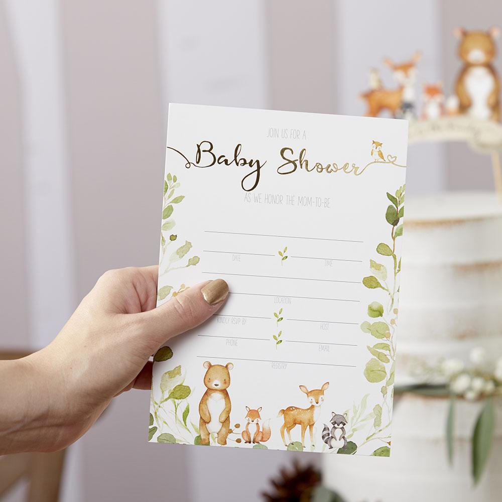 Woodland Baby Shower Invitation & Thank You Card Bundle (Set of 25)