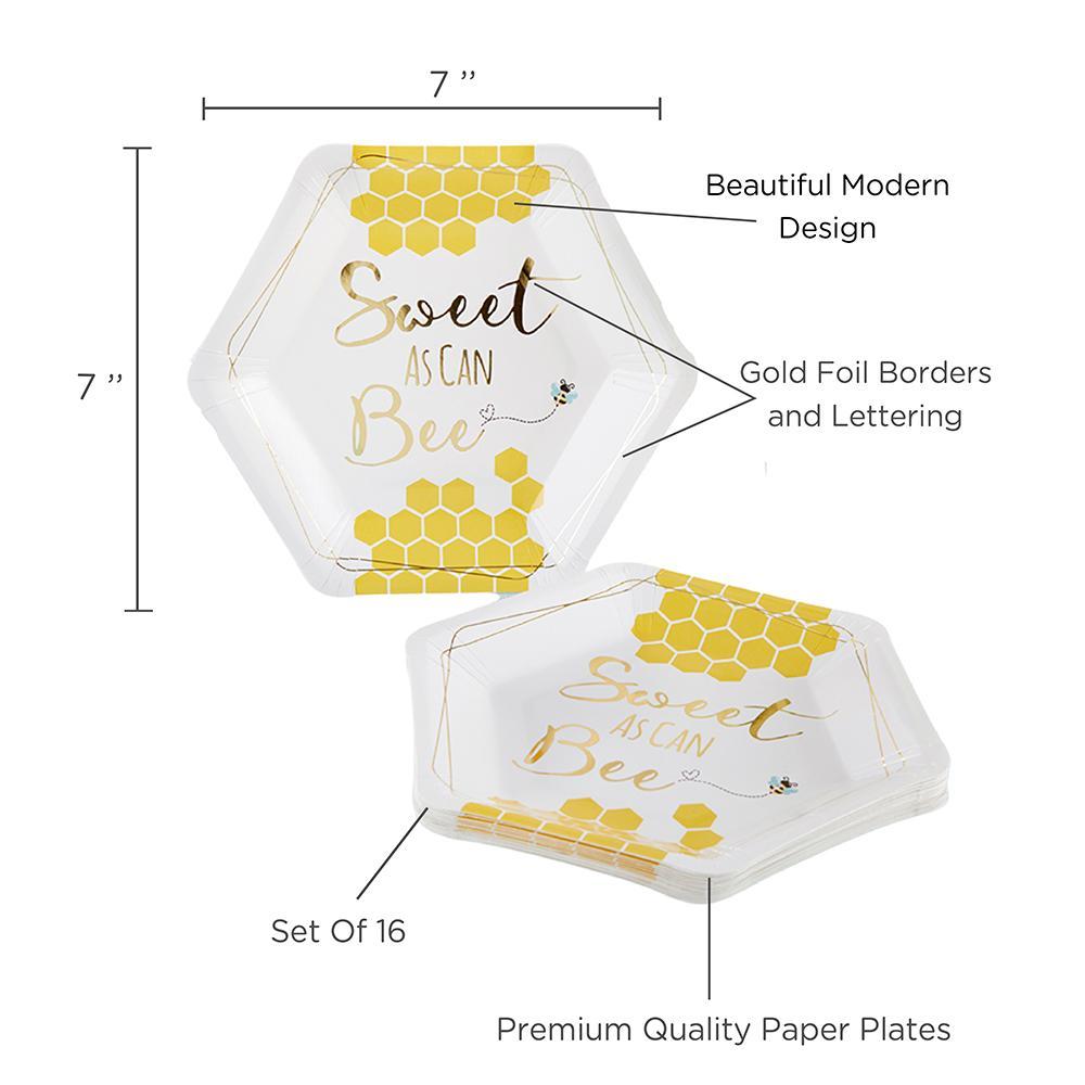 Sweet as Can Bee 7 in. Premium Paper Plates (Set of 16)