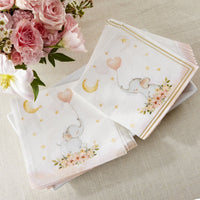 Thumbnail for Elephant Baby Shower 2 Ply Paper Napkins - Pink (Set of 30)