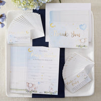 Thumbnail for Elephant Baby Shower Invitation & Thank You Card Bundle - Blue (Set of 25)