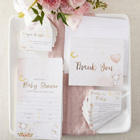 Thumbnail for Elephant Baby Shower Invitation & Thank You Card Bundle - Pink (Set of 25)