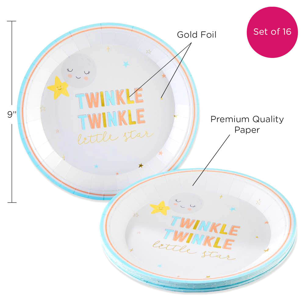 Twinkle Twinkle 9 in. Premium Paper Plates (Set of 16)