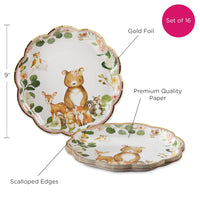 Thumbnail for Pink Woodland Baby 78 Piece Party Tableware Set (16 Guests)