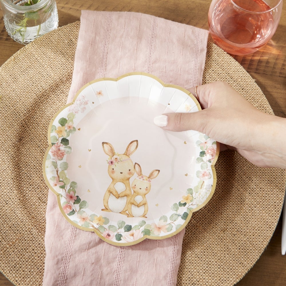 Woodland Baby 7 in. Premium Paper Plates - Pink (Set of 16)