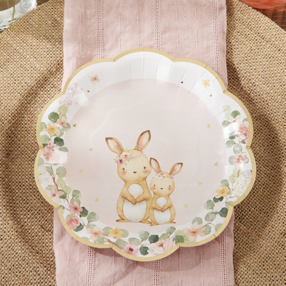 Woodland Baby 7 in. Premium Paper Plates - Pink (Set of 16)