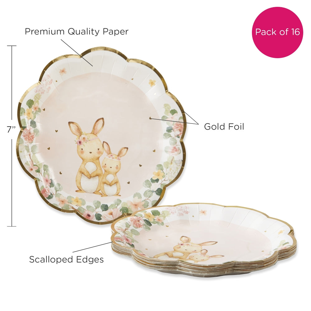 Pink Woodland Baby 78 Piece Party Tableware Set (16 Guests)