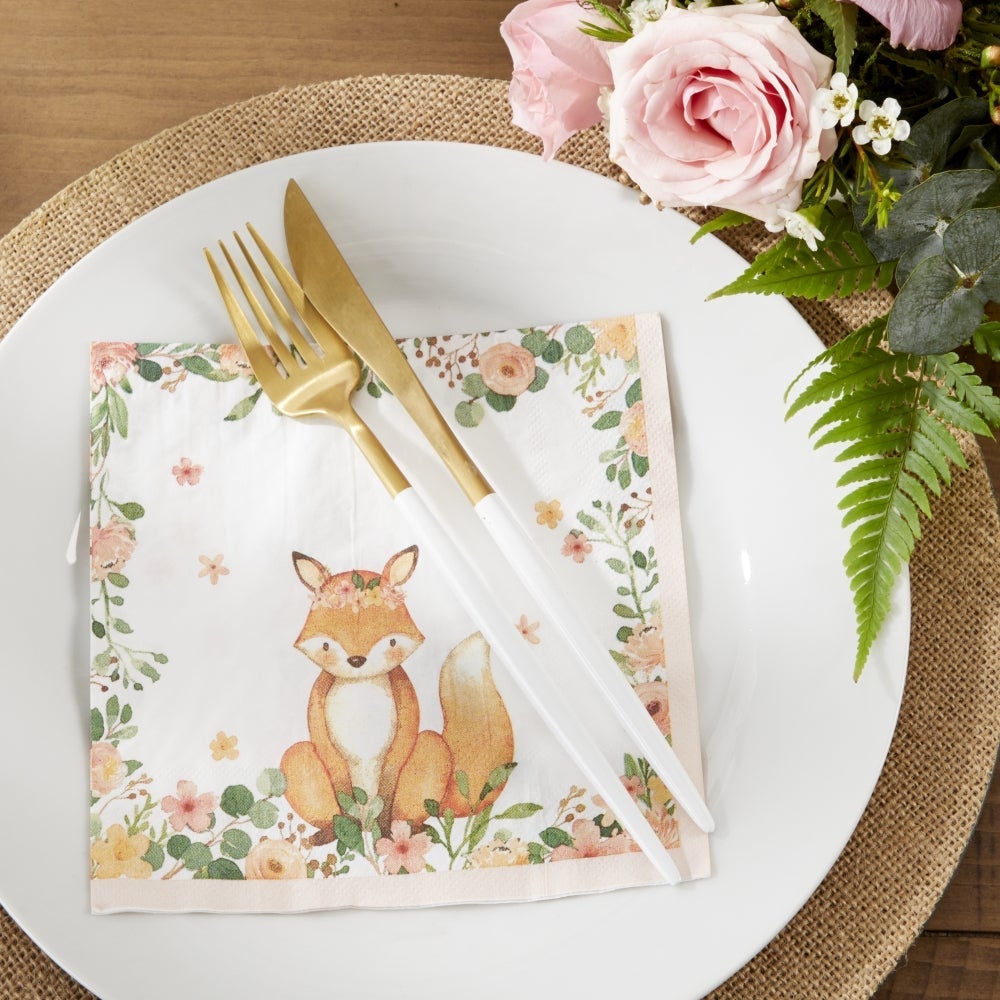 Woodland Baby 2 Ply Paper Napkins - Pink (Set of 30)