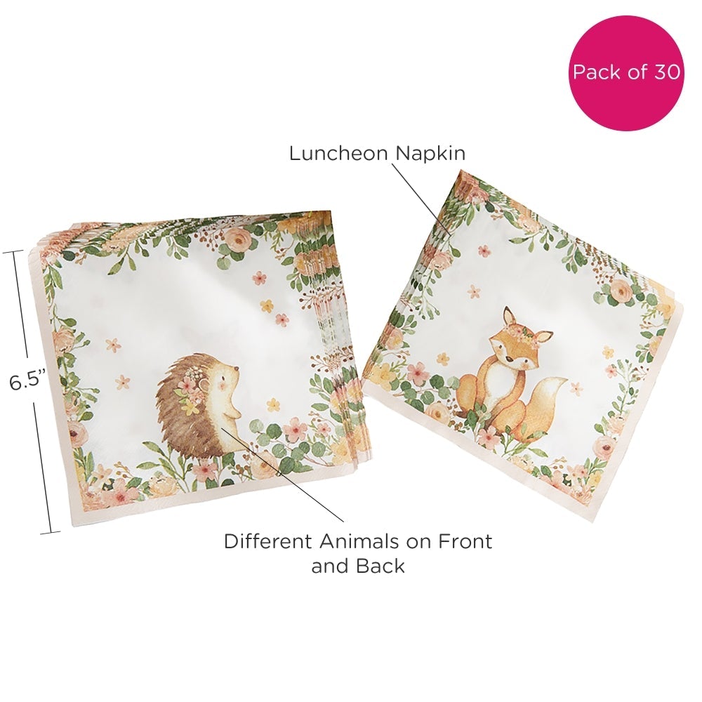 Woodland Baby 2 Ply Paper Napkins - Pink (Set of 30)