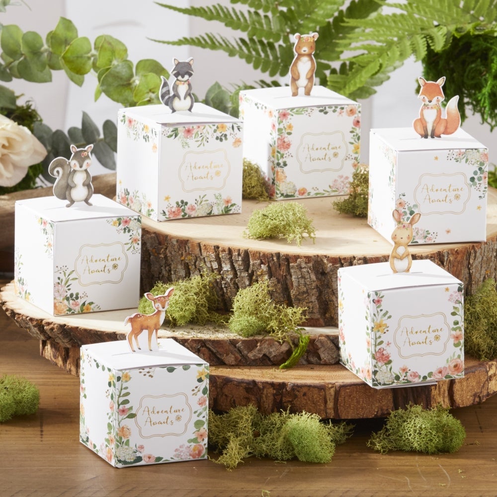 Woodland Baby Favor Box - Pink (Set of 24)