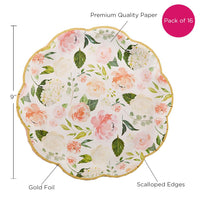 Thumbnail for Floral 9 in. Premium Paper Plates (Set of 16)