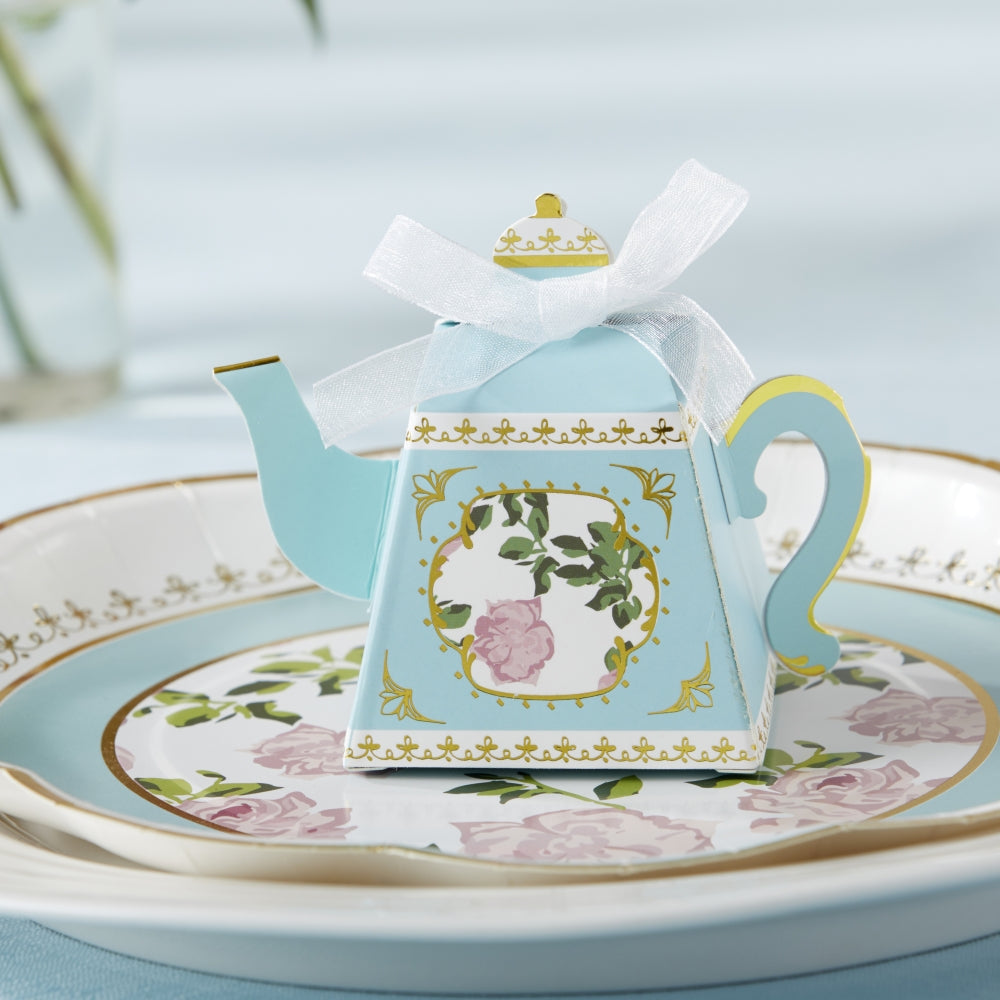 Tea Time Whimsy Teapot Favor Box - Blue (Set of 24)