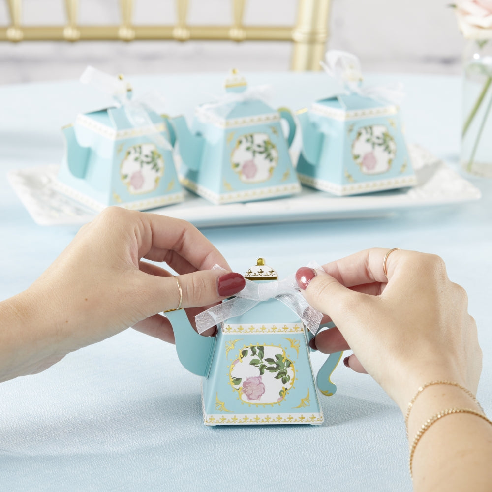 Tea Time Whimsy Teapot Favor Box - Blue (Set of 24)