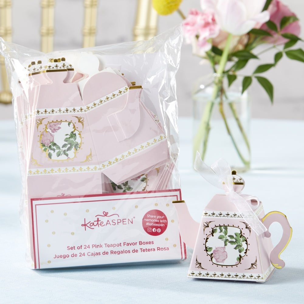 Tea Time Whimsy Teapot Favor Box - Pink (Set of 24)