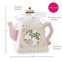Thumbnail for Tea Time Whimsy Teapot Favor Box - Pink (Set of 24)
